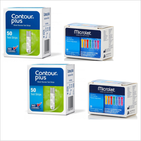 100 Bandelete de testare  + 50 Ace Microlet (Compatibile cu dispozitivele Contour™ Plus si CONTOUR™PLUS ONE)