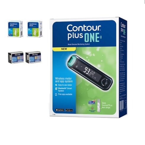 Glucometrul Inteligent Contour Plus ONE + 100 de Bandelete de testare (2 cutii) + 50 Ace Microlet (2 cutii)