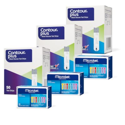 Bandetele pentru testare a glucozei din sangen Contour plus si Ace Microlet