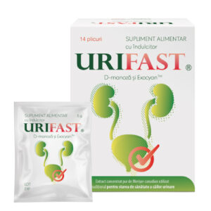 URIFAST® - Supliment alimentar ce conține D-manoză 1500mg și ExocyanTM - extract concentrat  pur standardizat de Merișor-canadian