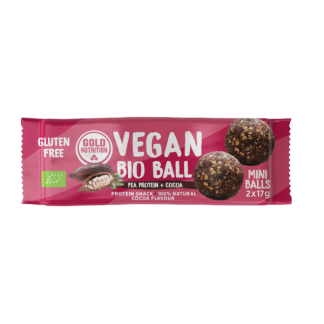 Bile vegane bio mini cu proteina din mazare si cacao, 2 x 17 g