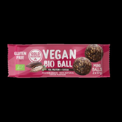 Bile vegane bio mini cu proteina din mazare si cacao, 2 x 17 g
