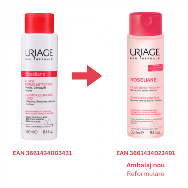 roseliane fluid de curatare ten roseata 250 ml uriage