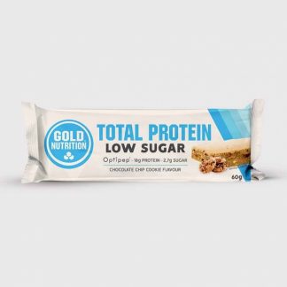 Baton proteic cu aroma de biscuiti cu fulgi de ciocolata Protein Bar Low Sugar, 60 g, GoldNutrition