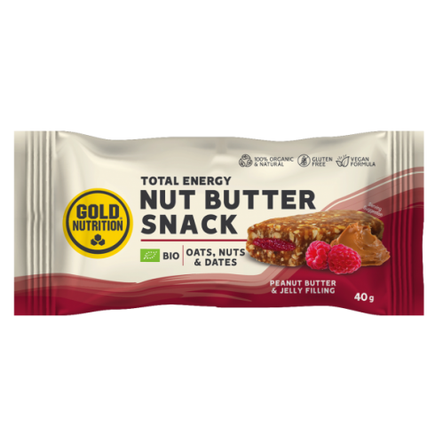 Gustare cu unt de arahide si jeleu, Bio Nut Butter Snack, GoldNutrition, 40 g