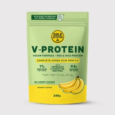 pudra proteica vegetala goldnutrition v protein banane 240 g