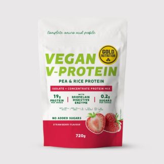 Pudra proteica vegetala, GoldNutrition, V Protein Capsuni, 720 g