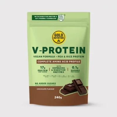 pudra proteica vegetala goldnutrition v protein ciocolata 240 g