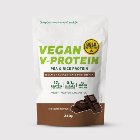Pudra proteica vegetala, GoldNutrition, V Protein Ciocolata, 240 g