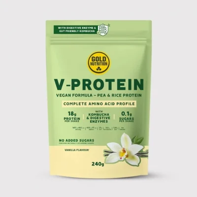 pudra proteica vegetala goldnutrition v protein vanilie 240 g