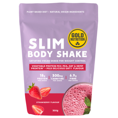 Shake proteic pentru slabit cu capsuni Slim Body, GoldNutrition, 300 g