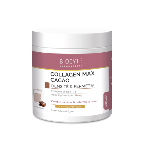 Supliment alimentar anti-aging cu colagen si acid hialuronic, Biocyte, Collagen Max cacao, 260 g