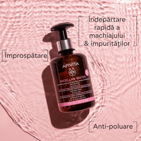 apa micelara demachianta cu trandafir si miere 300 ml apivita2