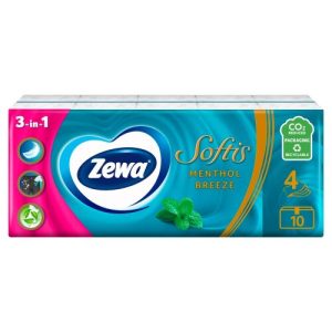batista de hartie zewa softis cu 4 straturi mentol breeze 10x9 buc