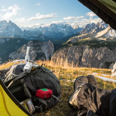 view from touristic tent to mountain valley