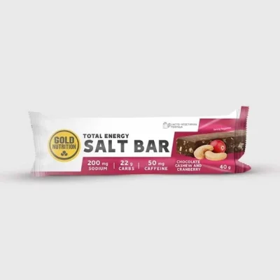 baton energizant goldnutrition total energy salt bar ciocolata si caju merisoare 40 g