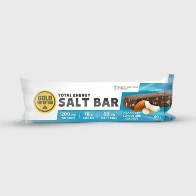 baton energizant goldnutrition total energy salt bar ciocolata si migdale cocos 40 g