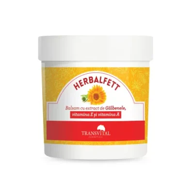herbalfett balsam cu extract de galbenele vitamina e si vitamina a 250 ml transvital