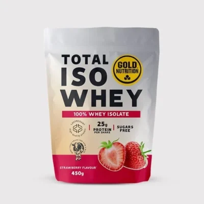 pudra proteica izolat goldnutrition total iso whey capsuni 450g