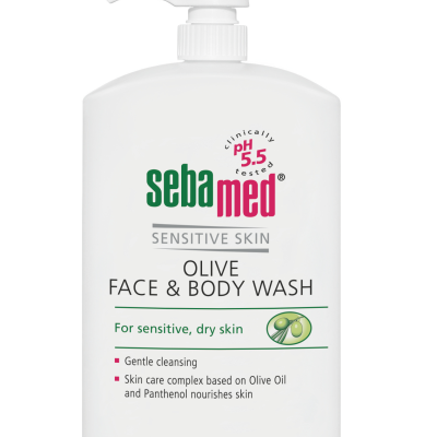 Gel de dus dermatologic cu ulei de masline pentru fata si corp 1000 ml sebamed sensitive skin