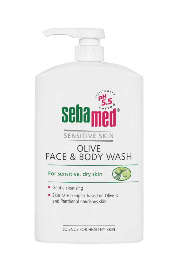 Gel de dus dermatologic cu ulei de masline pentru fata si corp 1000 ml sebamed sensitive skin