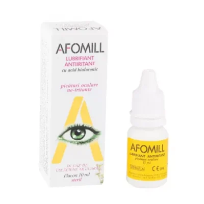 afomill lubrifiant antiiritant cu acid hialuronic cutie si flacon
