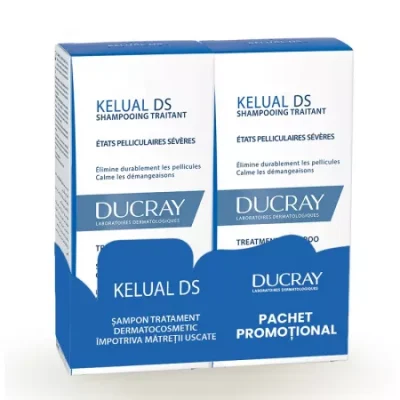 pachet sampon tratament dermatocosmetic anti matreata kelual ds 100 ml 100 ml ducray