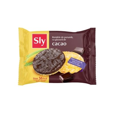 rondele din porumb cu glazura de cacao amaruie fara zahar 26g sly