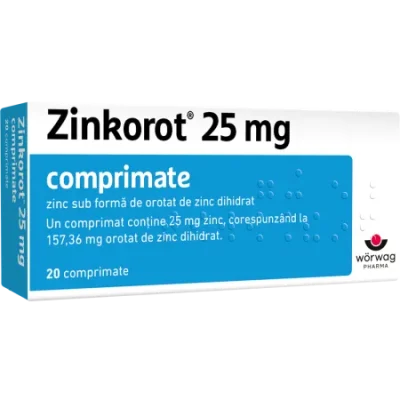 zinkorot 25 mg 20 comprimate worwag