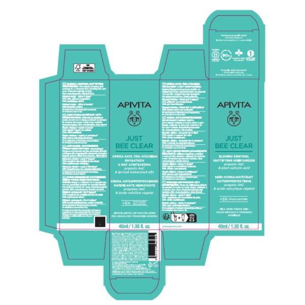 crema matifianta anti acnee cu 5 niacinamide acid salicilic vegetal si propolis patentat amc 40ml apivita 746953