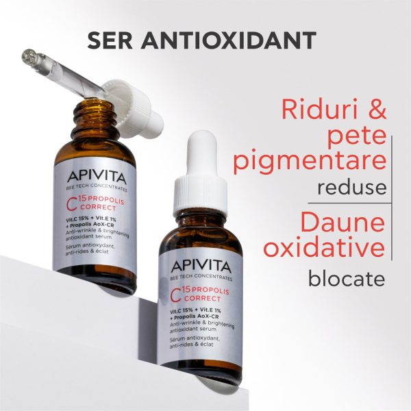 ser corector antirid cu vitamina c bee tech c15 30 ml apivita 187403