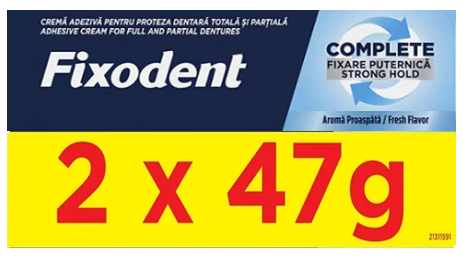 fixodent complete fresh crema adeziva 2 x 47g duop