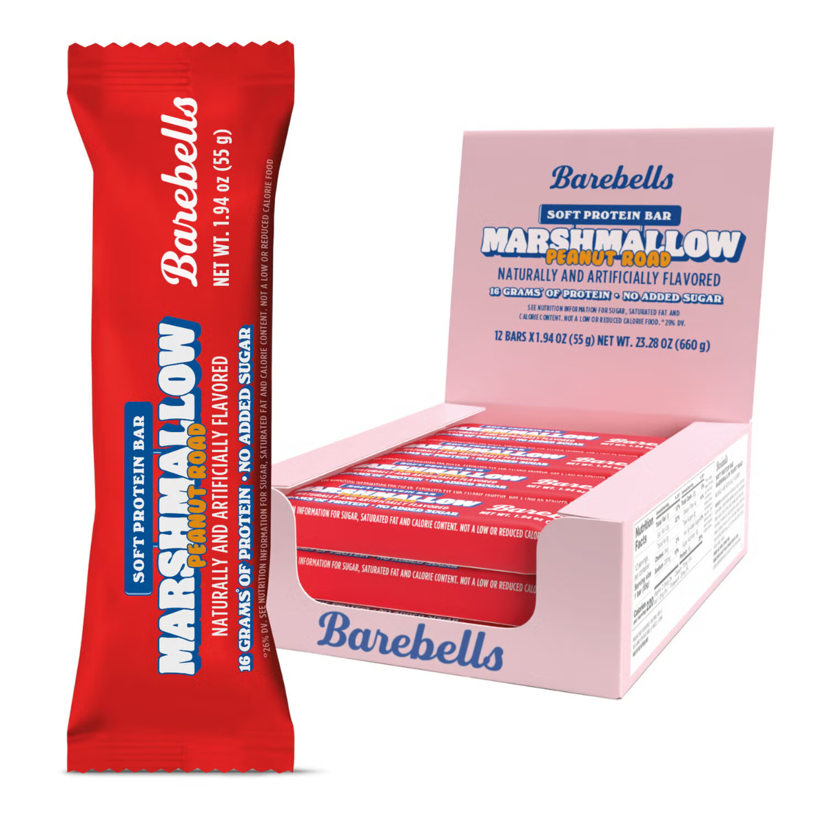 1.574991 barebells proteinbar marshmallow peanut 12pk front.png
