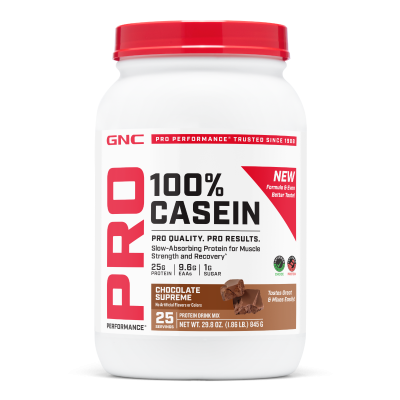 739952 gnc pro performance 100 casein chocolate supreme tub front.png