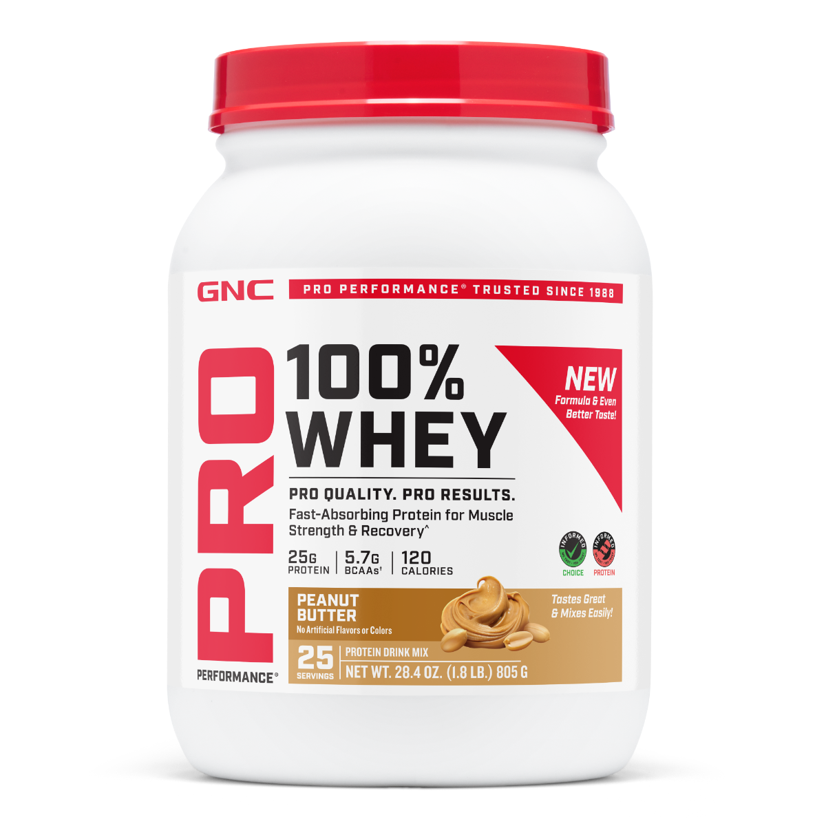739957 gnc pro performance 100 whey peanut butter 25svgs tub front.png