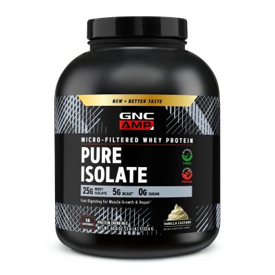 739969 gnc amp pure isolate vanilla custard 58svgs tub front.jpg