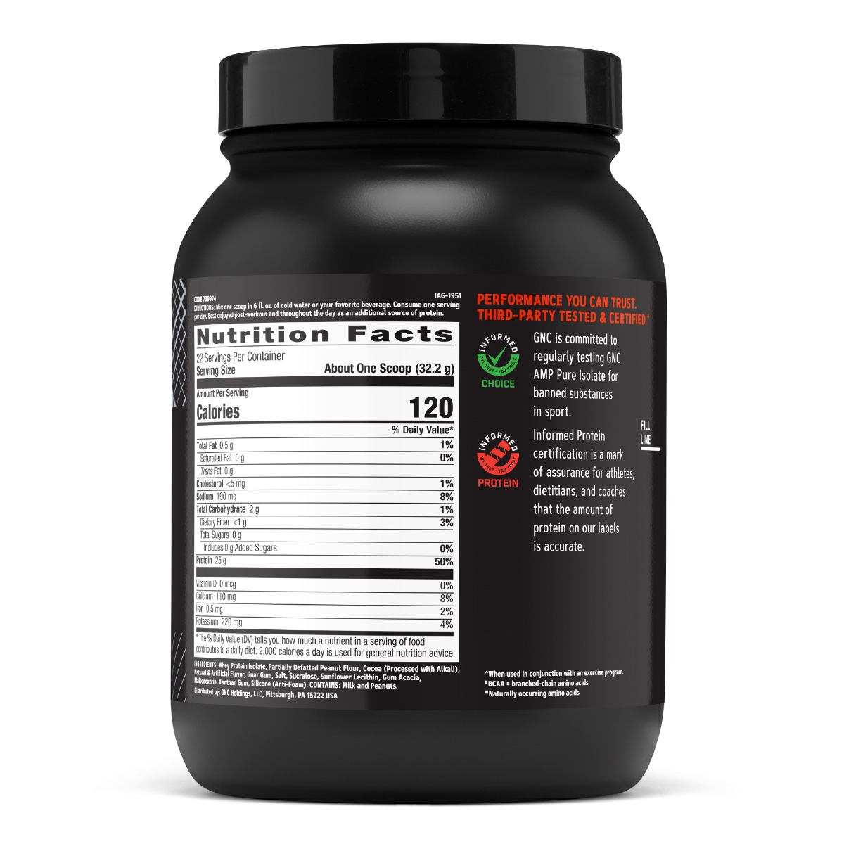 739974 gnc amp pure isolate chocolate peanut butter 22svgs tub back.jpg