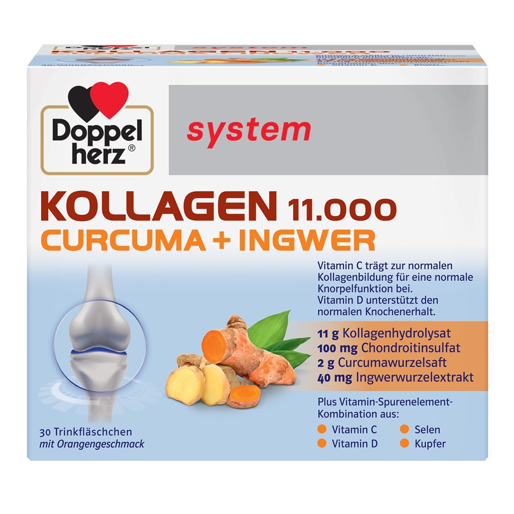 kollagen 11 000 curcuma ghimbir 30 flacoane doppelherz