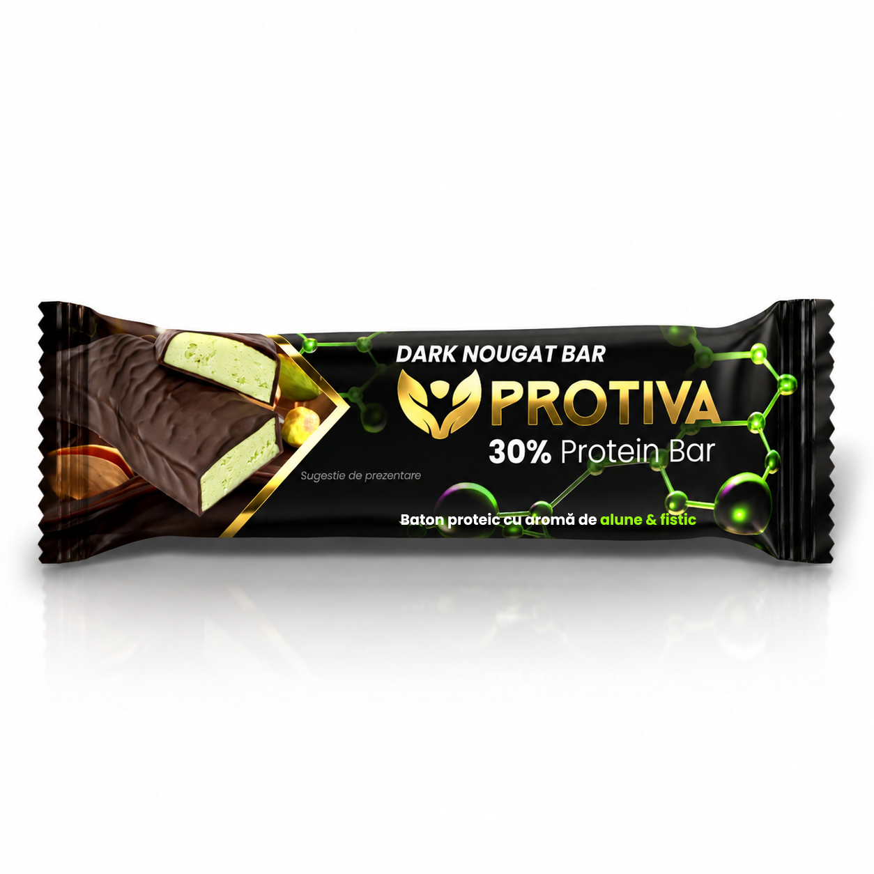 Baton proteic cu continut redus de zahar PROTIVA Dark Nougat Bar