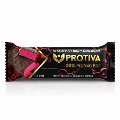 Baton proteic cu continut redus de zahar si collagen PROTIVA Vitality Fit ba