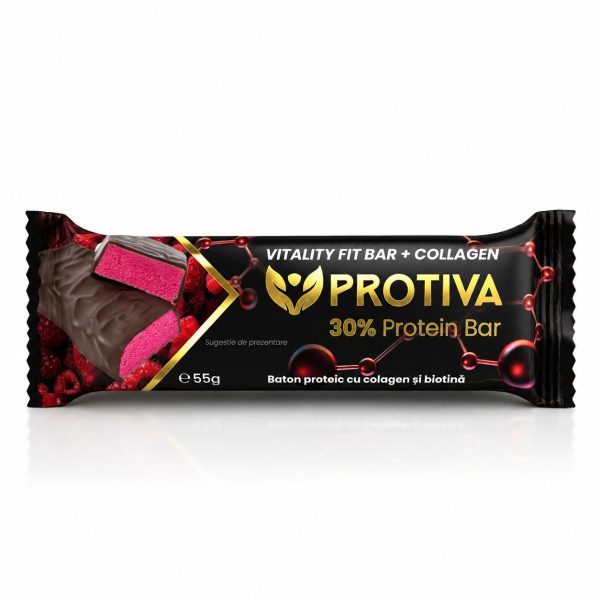 Baton proteic cu continut redus de zahar si collagen PROTIVA Vitality Fit ba