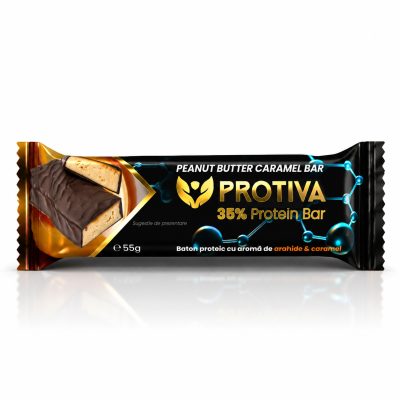 Baton proteic cu continut redus de zahar PROTIVA Peanut Butter Caramel Bar