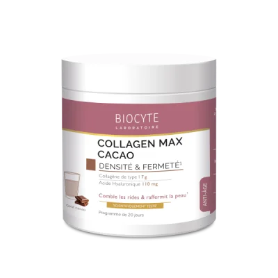 supliment alimentar anti aging cu colagen si acid hialuronic biocyte collagen max cacao 260 g